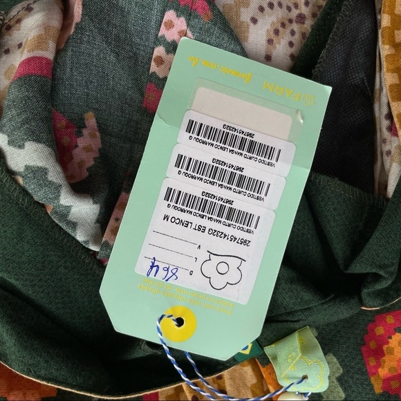 Farm Rio pineapple printed tunic dress tie back tassel - Picture 6 of 13